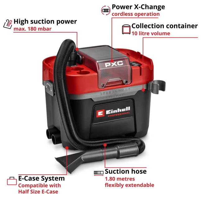 Акумуляторний пилосос для сухого та вологого прибирання безщітковий Einhell Professional TP-VC 18/10 Li BL L-Solo (2347155) Акумуляторний пилосос для сухого та вологого прибирання безщітковий Einhell Professional TP-VC 18/10 Li BL L-Solo (2347155)