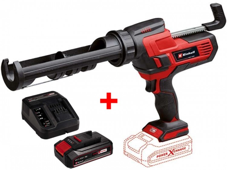 Акція! Набір пістолет для герметика акумуляторний Einhell TE-SG 18/10 Li + зарядний пристрій і акумулятор 18V 2,5 Ah (4522250,4512097)