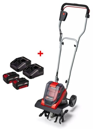 Набір культиватор акумуляторний Einhell GE-CR 30 Li - Solo + 2 зарядні пристрої і 2 акумулятора 18V 4,0 Ah (3431200,4512042-2 шт.)