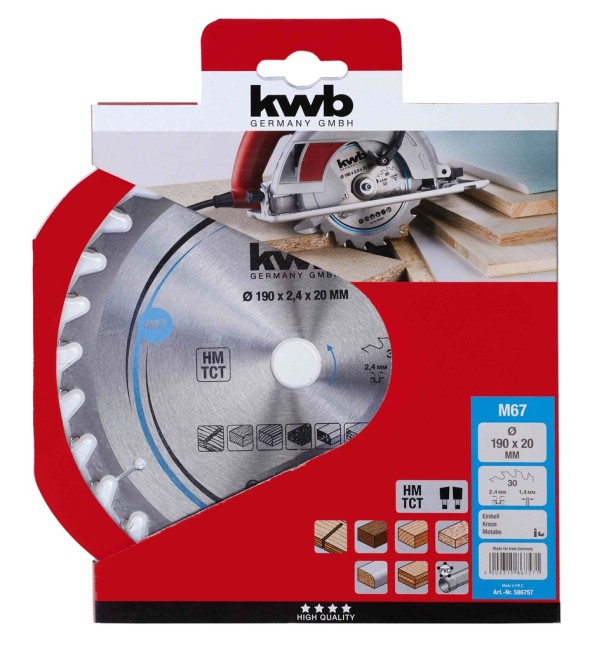 HW/TCT Пильний диск по дереву kwb 190×20x2,4 мм T30 (586757) HW/TCT Пильний диск по дереву kwb 190×20x2,4 мм T30 (586757)