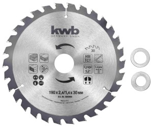 HW/TCT Пильний диск по дереву kwb 190×30x2,4 мм T30, M69, kwb (586959)
