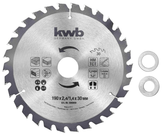 HW/TCT Пильный диск по дереву kwb 190×30x2,4 мм T30, M69, kwb (586959)