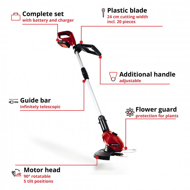 Аккумуляторный триммер Einhell GE-CT 18 Li Kit (1x2,0Ah) (3411197)