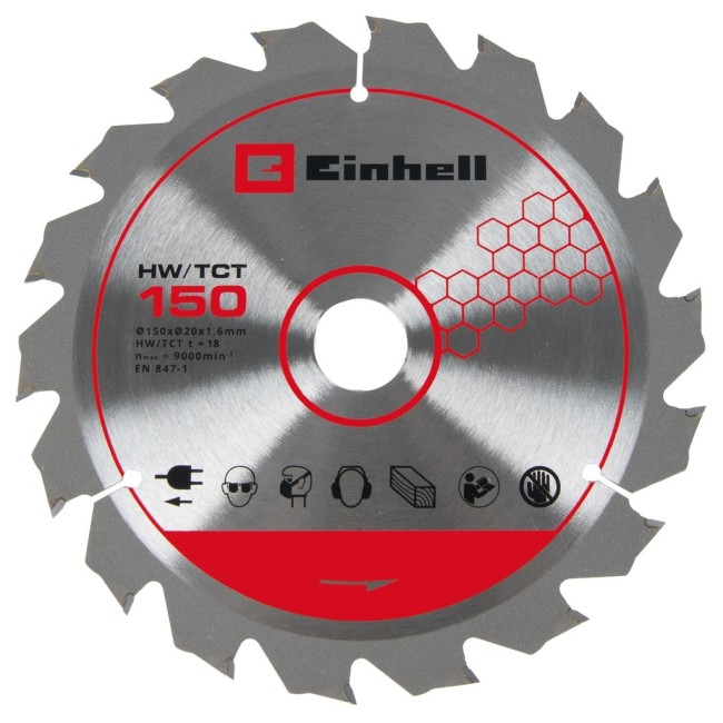 HW/TCT Пильный диск по дереву Einhell 150×20x1,6 мм T18 (4502075)
