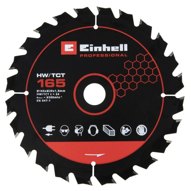 HW/TCT Пильный диск по дереву Einhell 165х20х1.8 мм, T24 (4502076)