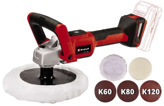Набір полірувально-шліфувальна акумуляторна машина Einhell CE-CP 18/180 Li E-Solo + зарядний пристрій і акумулятор 18V 4,0 Ah (2093320,4512042) Набір полірувально-шліфувальна акумуляторна машина Einhell CE-CP 18/180 Li E-Solo + зарядний пристрій і акумулятор 18V 4,0 Ah (2093320,4512042)