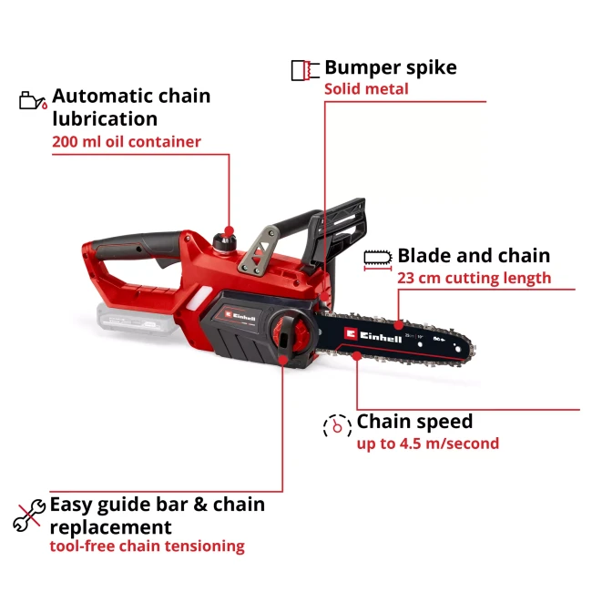 Пила ланцюгова акумуляторна Einhell GE-LC 18/25 Li-Solo (4501761) Пила ланцюгова акумуляторна Einhell GE-LC 18/25 Li-Solo (4501761)