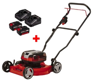 Набір Акумуляторна безщіткова мульчуюча газонокосарка Einhell GE-CM 36/48 Li M-Solo + 2 зарядні пристрої і 2 акумулятора 18V 4,0 Ah (3413054, 4512042-2 шт.)