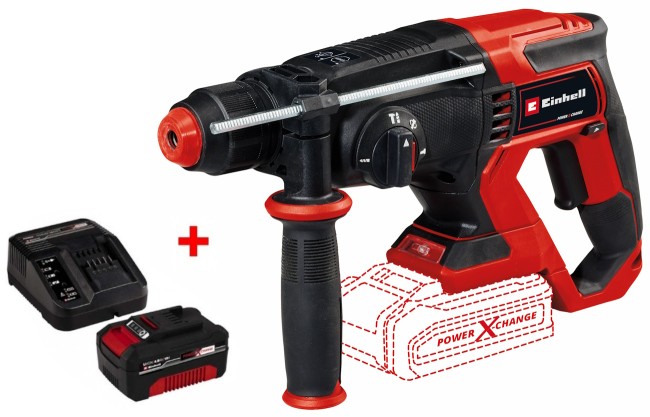 Набор перфоратор Einhell TE-HD 18/20 Li - Solo + зарядное устройство и аккумулятор 18V 4,0 Ah (4514260, 4512042)