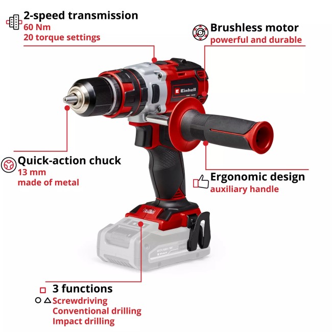 Ударний шуруповерт безщітковий Einhell TP-CD 18 Li-i Brushless - Solo (4513860)