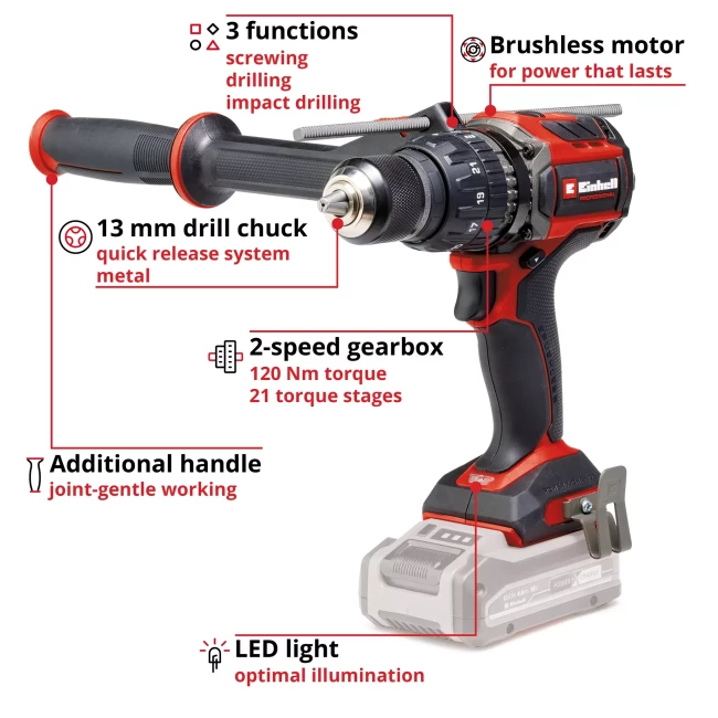 Набір ударний безщітковий акумуляторний шуруповерт Einhell TP-CD 18/120 Li-i BL + Starter-Kit 4.0 Аг (4514310, 4512042)