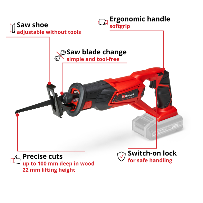 Пила шабельна Einhell TE-AP 18/22 Li Solo + Starter Kit 18V 2,5 Аh (4326300 Kit2.5)