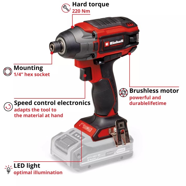 Ударная отвертка бесщеточная Einhell TP-CI 18/220 Li BL-Solo (4510085)