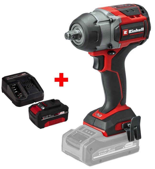 Набір Ударний гайковерт акумуляторний безщітковий Einhell Professional TP-CW 18/750-C Li BL-Solo + зарядне і акумулятор Starter-Kit 18V 4,0 Ah (4510065, 4512042)
