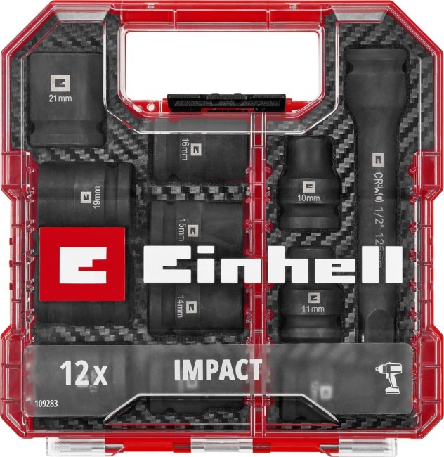 Набір ударних головок з подовжувачем Einhell, 12 шт (109283)