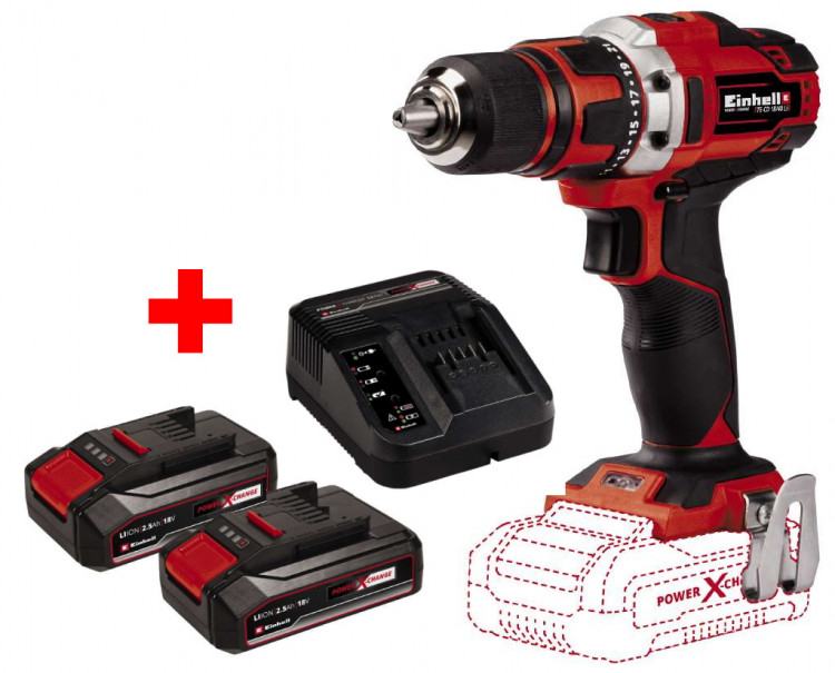 Акция! Набор шуруповерт Einhell TE-CD 18/40 Li-Solo + зарядное устройство и 2 аккумулятора 18V 2,5 Ah