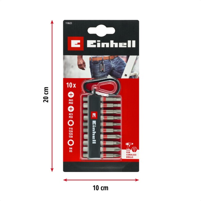 Набір біт 10 шт. Einhell, з карабіном (118623)