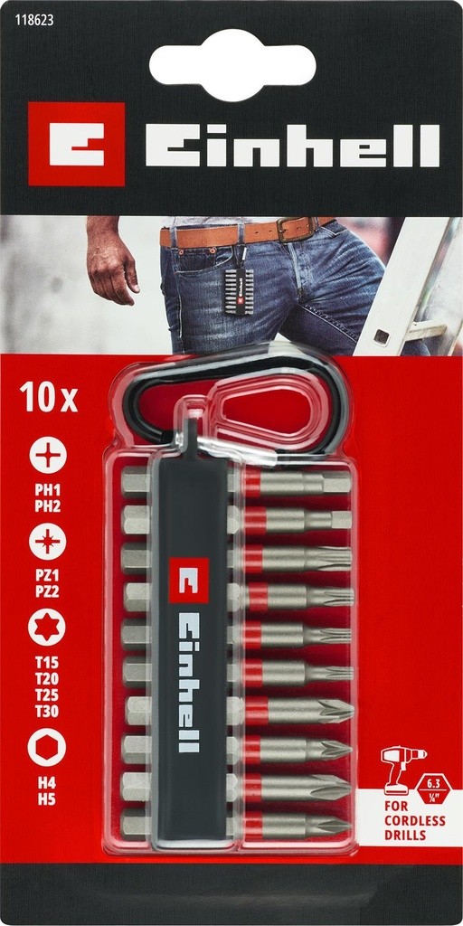 Набір біт 10 шт. Einhell, з карабіном (118623)