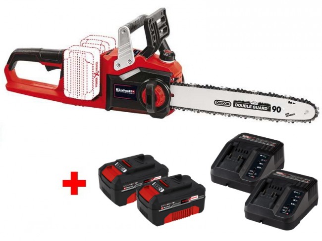 Акция! Набор Пила цепная бесщеточная Einhell GP-LC 36/35 Li-Solo + 2 зарядных устройства и 2 аккумулятора 18V 4,0 Ah