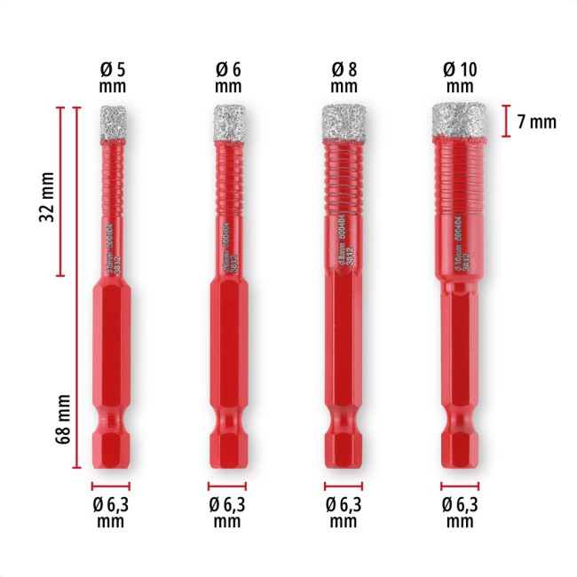 Набір трубчастих свердел по плитці 4 шт Einhell, XS-Case (500404)