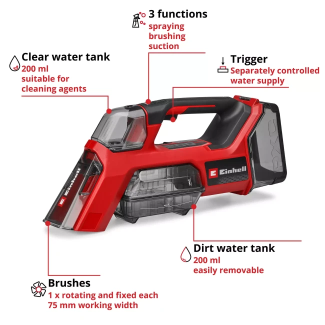 Очищувач плям акумуляторний Einhell TE-SCL 18/200 Li-Solo (3437130)