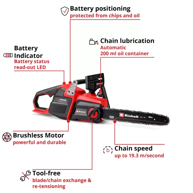 Пила цепная бесщеточная аккумуляторная Einhell GP-LC 36/40 Li BL-Solo (4600050)