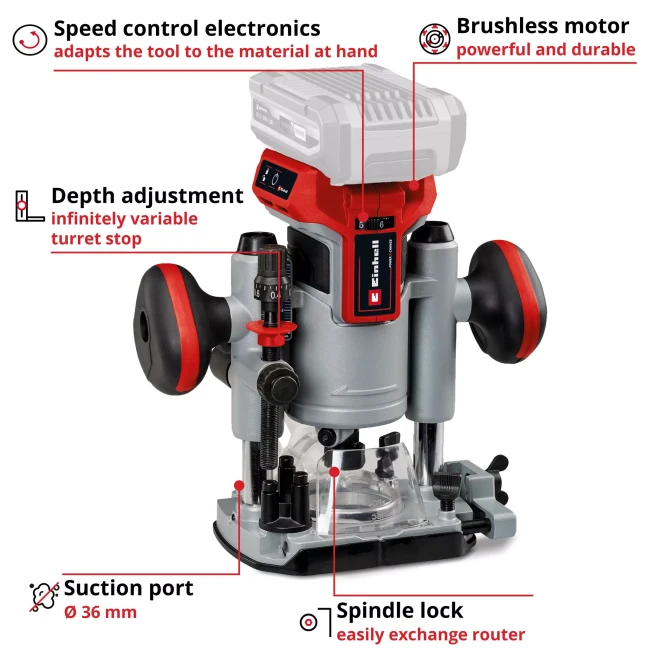 Набір фрезер акумуляторний безщітковий Einhell TP-RO 18 Li BL - Solo + Starter Kit 18V 2,5 Ah (4350411,4512097)