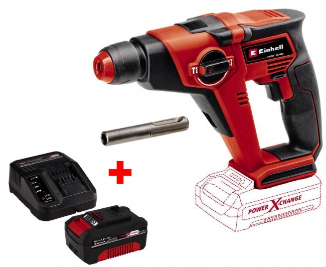 Набор перфоратор Einhell TE-HD 18/12 Li - Solo + зарядное устройство и аккумулятор 18V 4,0 Ah (4513970, 4512042)