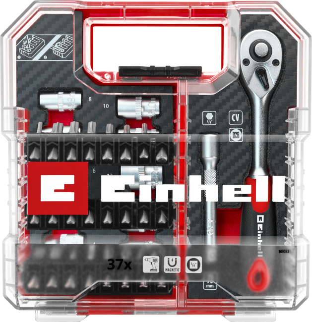 Набір біт і головок з трещіткою Einhell, 37 шт, L-Case (109022) Набір біт і головок з трещіткою Einhell, 37 шт, L-Case (109022)