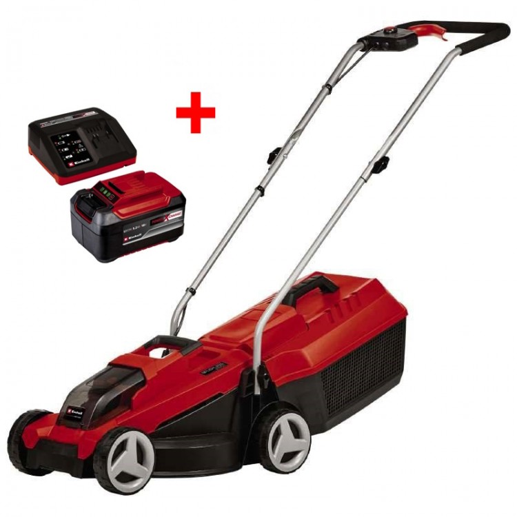Акция! Набор газонокосилка бесщеточная аккумуляторная Einhell GE-CM 18/32 Li-Solo + зарядное устройство X-Fastcharger 4 A и аккумулятор 18V 5,2 Ah (3413256,4512114)