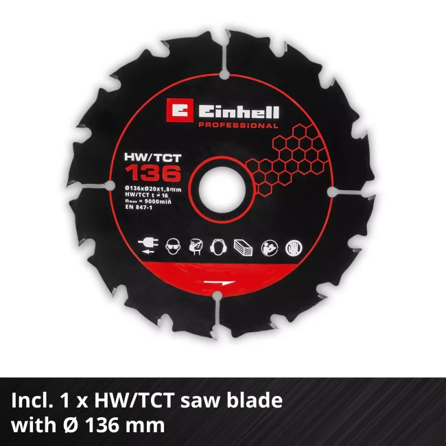 Пила циркулярная бесщеточная аккумуляторная Einhell Professional TP-CS 18/136-C Li BL - Solo (4331240)