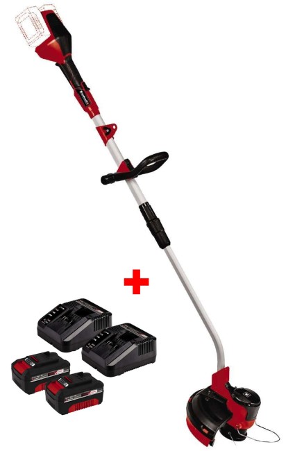 Набір тример акумуляторний Einhell GE-CT 36/30 Li E - Solo + 2 зарядних пристрої та 2 акумулятора 18V 4,0 Ah (3411300,4512042-2шт)