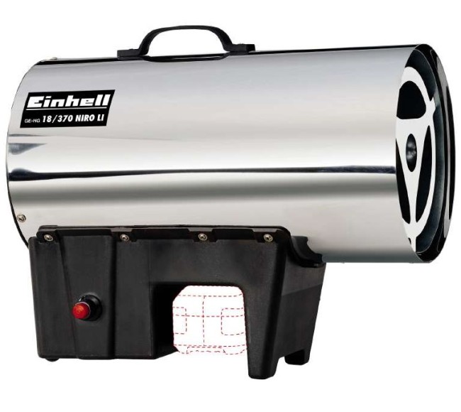 Набор Обогреватель газовый под аккумулятор Einhell GE-HG 18/370 Niro Li - Solo + зарядное устройство и аккумулятор 18V 4,0 Ah (2330805, 4512042)
