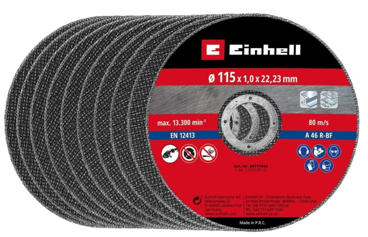 Диск відрізний по металу Einhell, 115х1,0х22,23 мм, 10 шт. (711944)