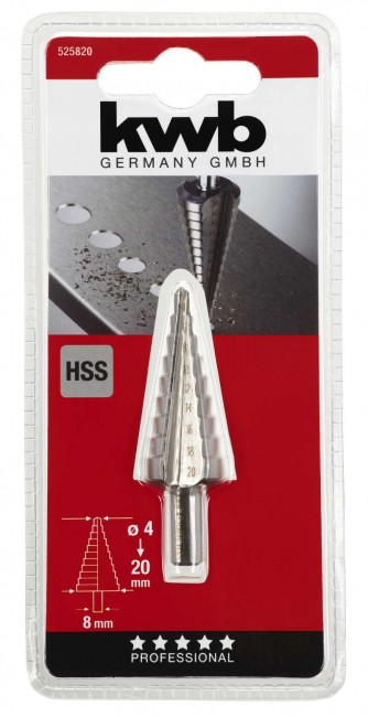 Ступенчатое сверло 4 - 20 мм kwb (525820) Ступенчатое сверло 4 - 20 мм kwb (525820)