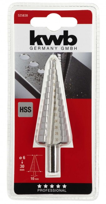 Ступенчатое сверло 6 - 30 мм kwb (525830) Ступенчатое сверло 6 - 30 мм kwb (525830)