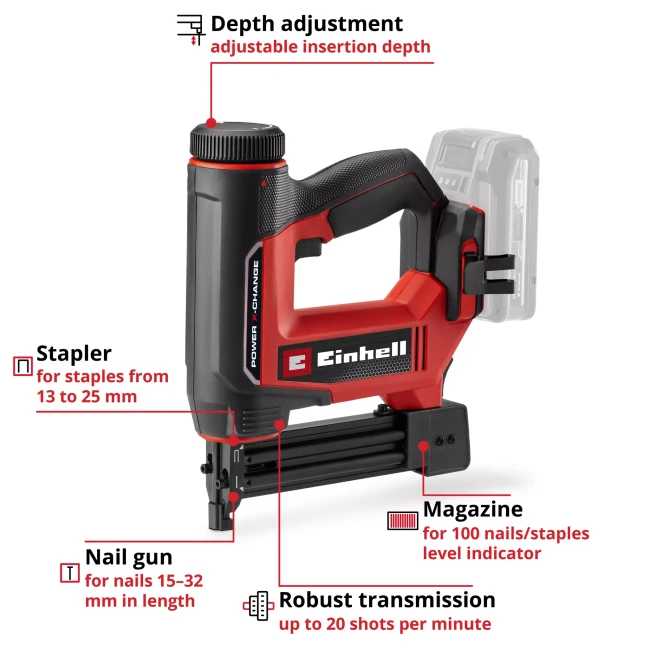 Степлер акумуляторний Einhell TE-CN 18/32 Li - Solo (4257800)