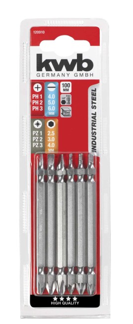 Набір двосторонніх біт 100 мм, 6 шт, kwb (120910)