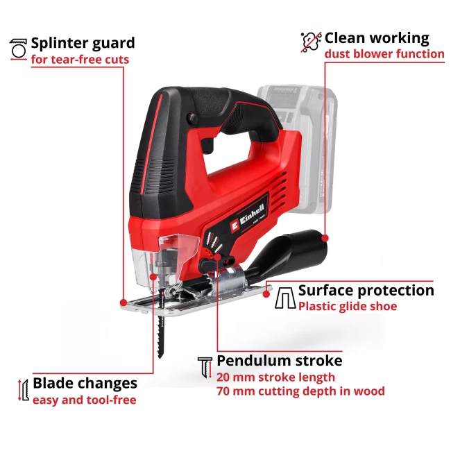 Лобзик аккумуляторный Einhell TC-JS 18 Li - Solo (4321209)