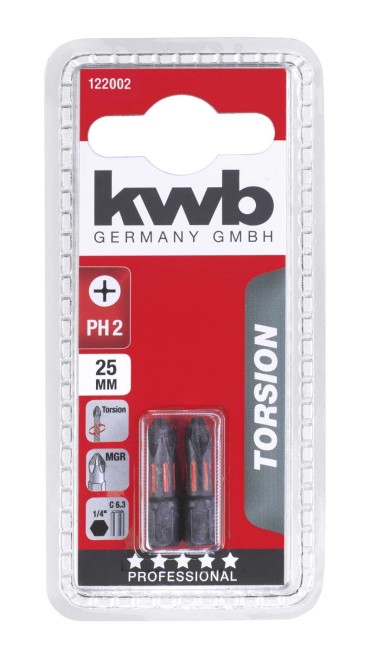 Бита торсионная PH2 25мм 2шт, kwb (122002)