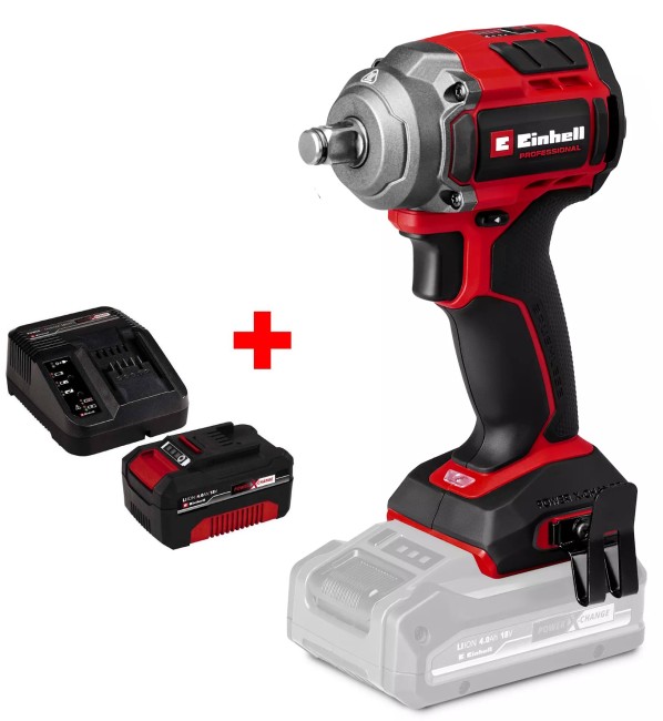 Акція! Набір Ударний гайковерт акумуляторний безщітковий Einhell Professional TP-CW 18/350-C Li BL - Solo + зарядне і акумулятор Starter-Kit 18V 4,0 Ah (4510055, 4512042)