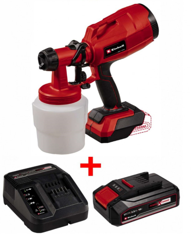Краскопульт аккумуляторный Einhell TC-SY 18/60 Li - Solo + зарядное устройство и аукумулятор 18V 2,5 Ah