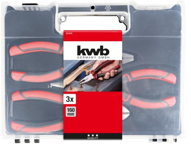 Набір плоскогубців 160 мм, 3 шт, kwb (381090)