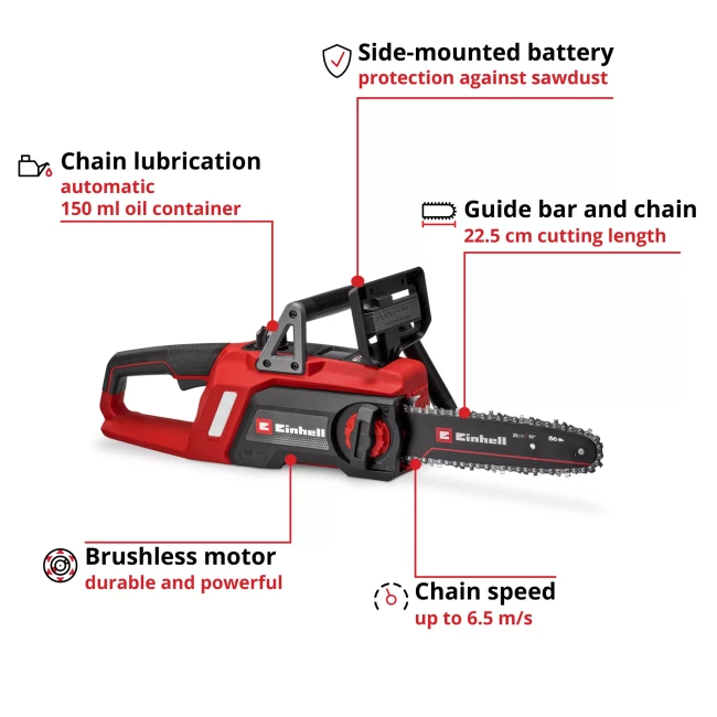 Пила цепная бесщеточная аккумуляторная Einhell GE-LC 18/25 Li-Solo (4600070)
