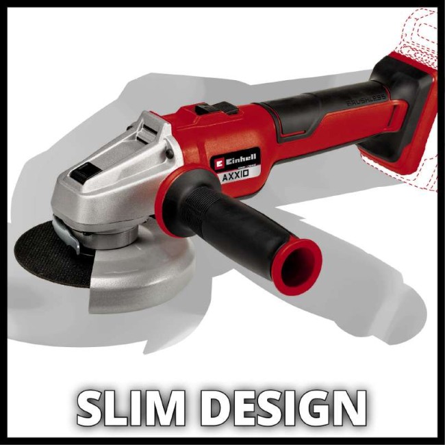 Акція! Набір кутова шліфувальна машина Einhell AXXIO 18/115 Q - Solo + зарядний пристрій і акумулятор 18V 2,5 Ah (4431150,4512097)