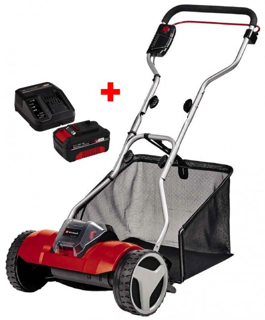 Акция! Набор газонокосилка ручная аккумуляторная Einhell GE-HM 18/38 Li-Solo + зарядное устройство и аккумулятор 18V 4,0 Ah (3414200,4512042)