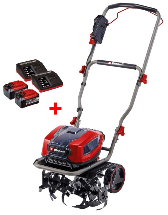 Акція! Набір культиватор безщітковий акумуляторний Einhell GP-CR 36/45 Li E BL + 2 х Starter-Kit 5.2 Ah (3431220, 2 х 4512114)