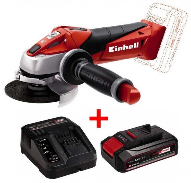 Акция! Набор угловая шлифмашина Einhell TE-AG 18 Li Solo + зарядное устройство и аккумулятор 18V 2,5 Ah (4431110,4512097)
