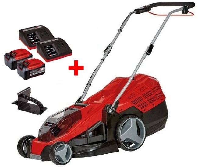 Акция! Набор газонокосилка аккумуляторная Einhell GE-CM 36/43 Li M - Solo + 2 х Starter-Kit 5.2 Ah (3413246,2 х 4512114)