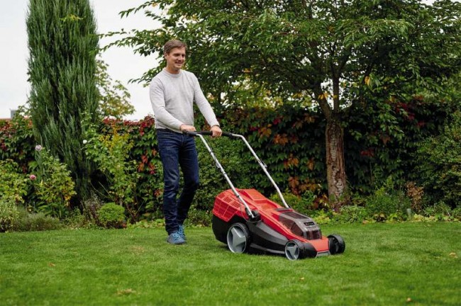 Набір газонокосарка акумуляторна Einhell GE-CM 36/43 Li M - Solo + 18V Power-X-Twincharger 3 A і 2 акумулятора 18V 4,0 Ah (3413246, 4512112)